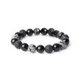 8mm natural lava stone and snowflake obsidian stretch beaded bracelet for women. - 19cm / Snowflake/Lava Stone/Black Stone Mix