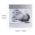 Minimalistischer silberner Fotorahmen aus Metall und Glas, Details der Maße 13,5x13,6 cm - 5x3,5 Zoll