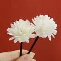 Dos varillas difusoras de fibra de crisantemo blanco para fragancia de hogar de larga duración - Flor de Sola Solo (Sin Varilla)