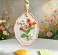 Elegant plaster fragrance pendant with tulip and lily of the valley relief design. - Tulip Lily Bouquet