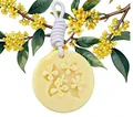 Elegant floral relief scented wax tablet in pale yellow with a white hanging cord for closets - Fragrans / Yellow