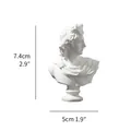 Mini Greek Apollo style bust sculpture home decor ornament, height 7.4cm 2.9 inch - 7.4x5cm