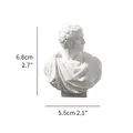 Mini white Greek bust sculpture ornament with 6.8cm height and 5.5cm width dimensions - 6.8x5.5cm