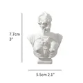 White classical mini bust sculpture with dimensions 7.7cm height and 5.5cm width display - 7.7x5.5cm
