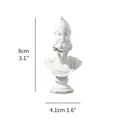 Mini white Greek bust statue with helmet, height 8cm width 4.1cm, resin home decor - 8x4.1cm