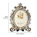 Vintage ornate silver and gold carved oval photo frame for tabletop display 6x8 inch size - L / Antique Silver