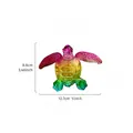 Detail showing dimensions of the colorful crystal sea turtle figurine decor - Turtle Ornament / 12.7x8.8cm / Colorful