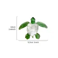 Transparent glass sea turtle ornament with green body showing dimensions 12.7cm by 8.8cm - Turtle Ornament / 12.7x8.8cm / Green