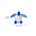 Detailed view of a clear blue crystal turtle ornament showing size dimensions in cm and inches. - Turtle Ornament / 12.7x8.8cm / Blue