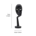 Detailed dimensions of Nordic abstract 'Silence is Golden' mask resin sculpture - Face-Holding Gesture / Black