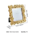 Elegant golden square resin photo frame with creative ginkgo leaf design, 5x5 inch display size - 5x5 Retro Gold