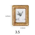 Elegant golden resin photo frame with woven texture design, 3.5 inch desktop display - 3.5 Inch / Gold