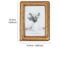 Elegant gold woven resin photo frame for 4x6 inch pictures with dimension markings - 4x6 Inch / Gold
