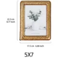 Elegant gold woven resin 5x7 picture frame for tabletop decor with dimension marks - 5x7 Inch / Gold