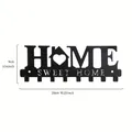 Black metal wall-mounted key holder with Home Sweet Home design and size dimensions - House Home Style / 8 Hooks