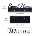 Sweet Home wooden wall key hanger with hooks and installation accessories - MB11 Style (MB11) / Black