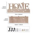 Wooden HOME letter key holder wall organizer with dimensions and mounting accessories - Paulownia Wood Color