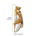 Sculpture murale sauterelle dorée en résine avec miroir incrusté, 26,9 x 10,2 cm - Décoration de Criquet à Miroir / Or