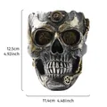 Steampunk Totenkopf Blumentopf aus Harz Maße: 12,5 cm Höhe und 11,4 cm Breite für Sukkulenten - Mechanischer Totenkopf-Gold