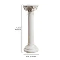 Vista detallada con dimensiones de un pilar de resina de columna romana blanca retro - Estilo de Columna Romana Grande / Altura 24.8cm / Blanco