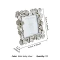 Silver resin photo frame with ginkgo leaf design, 4x4 inch display size. - 4x4 Retro Silver