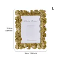 Ornate golden ginkgo leaf resin photo frame variant size L for 5x7 inch pictures - 7 Inch Retro Gold