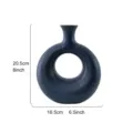 Vase moderne en céramique bleu foncé en forme de donut, fini moucheté, 20,5 cm de haut - Bleu Étoilé - Moyen (20.5cm)