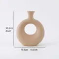 Jarrón de rosquilla de cerámica beige minimalista moderno con manchas blancas para casa - Beige Piedra - Mediano (20.5cm)