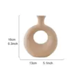 Jarrón de cerámica tipo dónut beige minimalista moderno para flores secas, 16x13cm - Beige Piedra - Pequeño (16cm)