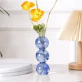 Dekorative blaue Glaskugelvase mit drei Kugeln für modernes minimalistisches Wohndesign - 3-Kugeln Klein / Hellblau