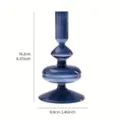 Portacandele in vetro blu grigio moderno con misure di altezza e larghezza dettagliate - Grey Blue Geometric Stacked Style (E) / 16.2x8.8cm