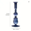 Elegante portacandele in vetro scanalato grigio-blu variante A con altezza 21,7 cm - Stile a Costine Tromba a Tubo Lungo Blu Grigio (A) / 21.7x8cm
