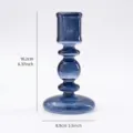 Elegante portacandele in vetro vintage blu-grigio per decorazioni tavola di lusso - Stile a Colonna Retrò Blu Grigio (C) / 16.2x8.9cm