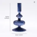 Portacandele geometrico elegante in vetro blu-grigio con dettagli sulle dimensioni - Stile Minimalista con Base a Gonna Blu Grigio (D) / 16.6x8.9cm
