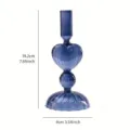Elegante portacandele in vetro blu-grigio con design a cuore e altezza di 19,2 cm - Stile a Forma di Cuore Blu Grigio (F) / 19.2x9cm