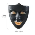 Black and gold human face resin wall planter ornament showing 18.9cm height dimensions - Mask face vase-black