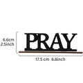 Insegna decorativa moderna PRAY in legno nero per scrivania di casa, 17,5x6,6 cm - Pregare