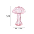 Jarrón de cristal rosa con forma de seta, medidas 12,5 cm de alto y 9 cm - Rosa