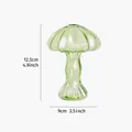 Jarrón creativo de cristal verde con forma de seta, dimensiones 12,5 cm alto y 9 cm ancho - Verde