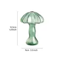 Jarrón de vidrio verde con forma de hongo, 12,5 cm de altura y 9 cm de ancho, estilo nórdico - Cian