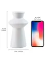 Minimalist white lighthouse vase with size dimensions shown in centimeters and inches - White
