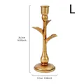 Vintage gold palm tree candle holder for wedding decor, size L, height 26.3cm, metal base - Size L