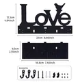 Black wooden wall hook with Love bird design and installation hardware dimensions - MB09 Black