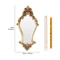 Vintage gold European carved wall mirror with 60cm hanging chain accessory, 39x20cm - Gold