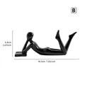 Modern black abstract thinking reader figurine desk sculpture for home decor style B - Style B - Prone Reading Human / Black
