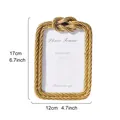 Golden rope knot design resin photo frame, size 17x12 cm, fits 4x6 inch photos perfectly. - Rectangle / 4x6 Inch / Gold