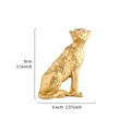 Golden 3D leopard resin wall sticker decoration with 8x6.4cm size dimension markings - B款 (仰头坐姿)