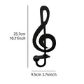 Black iron music note wall candle holder showing 25.7cm height and 9.5cm width dimensions - G Clef Style