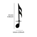 Black iron musical note wall candle holder with dimensions 25.3cm high and 6.6cm wide - Sixteenth Note Style