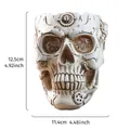 Steampunk Totenkopf Harz Blumentopf 12,5cm x 11,4cm für Sukkulenten Deko - Mechanischer Totenkopf-Weiß